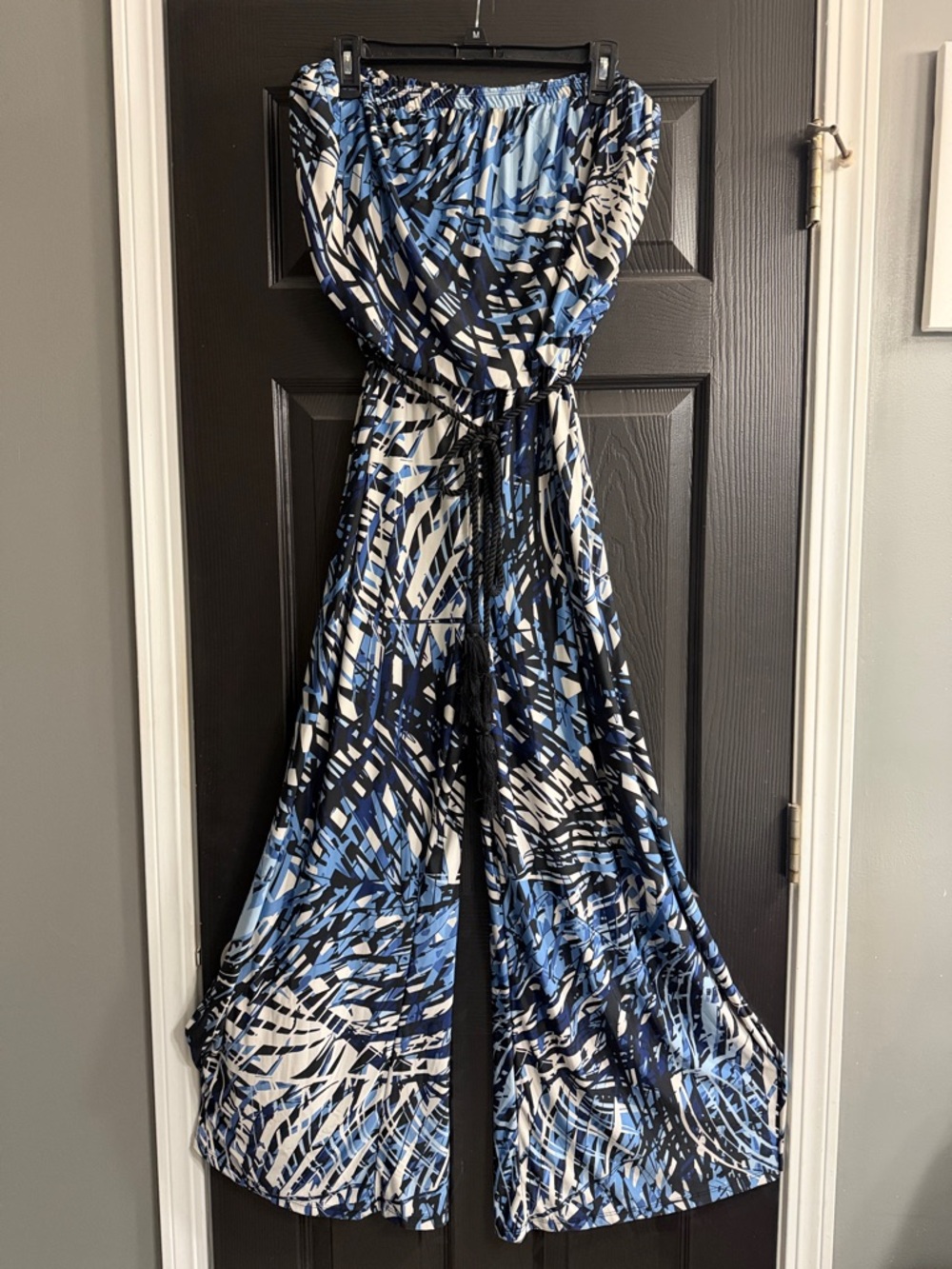 Sabora Blue Black White Abstract Print Skirt